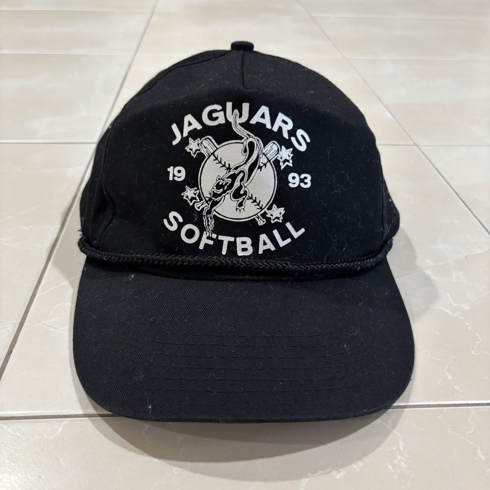 Vintage 90s SnapBack Hat Black Faded Jaguars Baseball Rope Cap Skate Grunge Punk